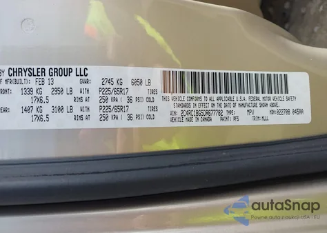 2013 Chrysler Town & Country Touring из США, поврежденный, VIN 2C4RC1BG5DR677782